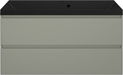 Style Line Тумба под раковину Манхэттен 100 Plus подвесная эмаль олива матовая – фотография-6